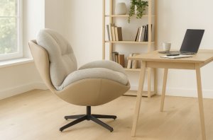 Fotel wypoczynkowy Milo j. beż velvet 3D obrotowy stylowy do salonu 8