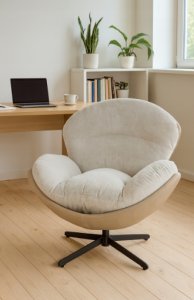 Fotel wypoczynkowy Milo j. beż velvet 3D obrotowy stylowy do salonu 9