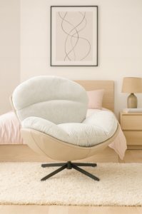 Fotel wypoczynkowy Milo j. beż velvet 3D obrotowy stylowy do salonu 10