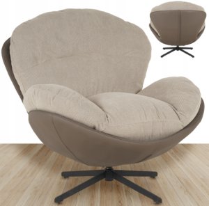 Fotel wypoczynkowy Milo taupe velvet 3D obrotowy stylowy do salonu 2