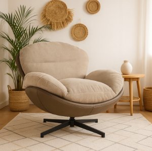 Fotel wypoczynkowy Milo taupe velvet 3D obrotowy stylowy do salonu 8