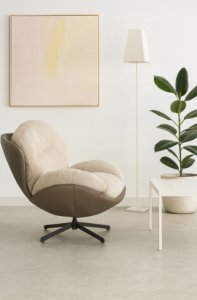 Fotel wypoczynkowy Milo taupe velvet 3D obrotowy stylowy do salonu 9