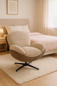 Fotel wypoczynkowy Milo taupe velvet 3D obrotowy stylowy do salonu 10