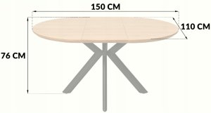Malys Group Stół okrągły rozkładany fi 110-150 dąb nowoczesny do kuchni i jadalni 7