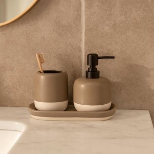 Bathroom Solutions Dozownik do mydła i kubek na szczoteczki na ceramicznej podstawce THE PASTELS 3