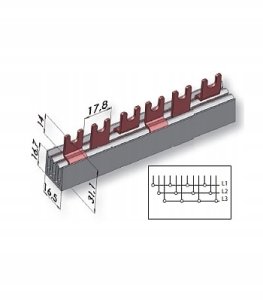 Eti-Polam Szyna łączeniowa widełkowa 3P 63A 10mm2 (12 mod.) IZ10/3F/12 002921140 2