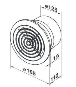 Wentylator sufitowy fi125 230V 16W 125m3/h 35dB łożyska kulowe standard CENTRO D125KSEL 2