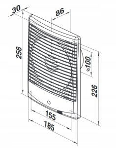 Wentylator osiowy fi100 230V 14W 98m3/h 34dB standard biały FORTE D100M3 2