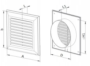 Ventika Kratka wentylacyjna 140x140mm z siatką i kołnierzem okragłym 100mm biała EL140AK 2
