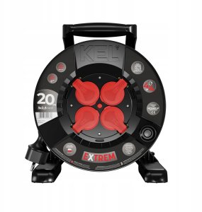 Plastrol Przedłużacz bębnowy EXTREME LINE 4 gniazda z/u IP44 16A H05RR-F 3x2,5 20m czarny W-100025 2
