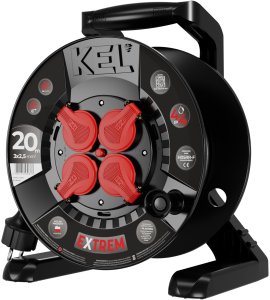 Plastrol Przedłużacz bębnowy EXTREME LINE 4 gniazda z/u IP44 16A H05RR-F 3x2,5 20m czarny W-100025 6