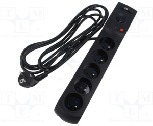 Plastrol Przedłużacz surge protector professional 5 gniazd 2xUSB 3m 10A 230V 2300W czarny W-100044 2