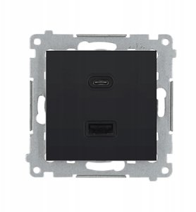 Simon 54 Ładowarka USB C+A (moduł), 30 W, 230V czarny DEC2CAQ.01/49 5