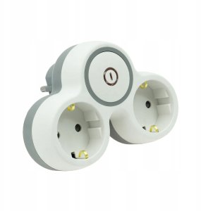 Plastrol Rozgałęźnik wtyczkowy dwukrotny z włącznikiem z/u schuko R-21BWS/S/B W-72003 2
