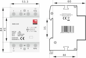 Stycznik modułowy 40-40 40A 4NO 230V 3P 3-FAZ IS40-3-40 8