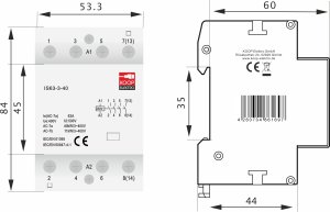 Stycznik modułowy 63-40 63A 4NO 230V 3P 3-FAZ IS63-3-40 7