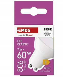 Żarówka LED Classic MR16 GU10 7W 800lm 4000K neutralna biel ZQ8E43 5