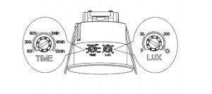 Mikrofalowy czujnik obecności do zabudowy, 360 stopni IP20 DRO-11 6
