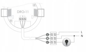 Mikrofalowy czujnik obecności do zabudowy, 360 stopni IP20 DRO-11 9
