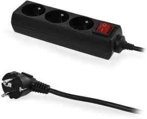 Listwa zasilająca Plastrol Przedłużacz elektryczny Listwa zasilająca na 3 gniazda 2P+Z z wyłącznikiem czarna 5m ECO* PLASTROL 11