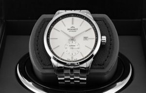 Zegarek Bisset Szwajcarski zegarek męski AUTOMAT AMBER szklany szafir srebrny st 5