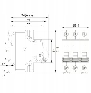 Wyłącznik nadprądowy 3P B 32A 6kA NEO OCB/B32/3P 87.640 2