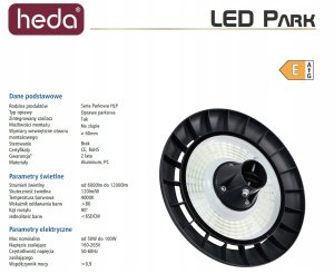 Oprawa LED PARKOWA 80W 9600lm barwa naturalna 4000K IP65 HLP080KN 3