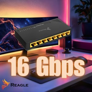 Switch Reagle SWITCH ROZDZIELACZ LAN 8 PORTÓW GIGABIT ETHERNET RJ45 1000 Mb DO INTERNETU 4