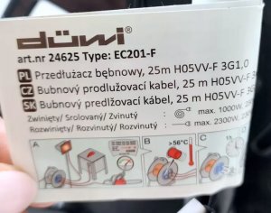 Przedłużacz bębnowy 4-gniazdowy H05VV-F 3G1.0, 25m pomarańczowo-czarny / 24625 3