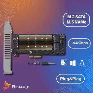 Reagle ADAPTER DYSKU SSD M.2 KARTA PRZEJŚCIÓWKA PCIe 4.0 X4 64Gbps 2w1 NVME SATA 3