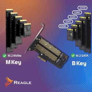 Reagle ADAPTER DYSKU SSD M.2 KARTA PRZEJŚCIÓWKA PCIe 4.0 X4 64Gbps 2w1 NVME SATA 4