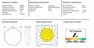 OPRAWA LED Plafoniera sufitowa 18W 3000K/4000K/6000K IP44 CCT HCL1804AT 3