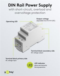 Goobay Zasilacz na szynę DIN 12 V (DC), 2,5 A, 30 W 5