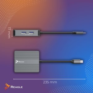 HUB USB Reagle HUB USB-C 2x HDMI 4K 60Hz PD 100W USB 3.2 LAN RJ45 ADAPTER PRZEJŚCIÓWKA 7w1 9