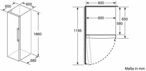 Lodówka Bosch Refrigerator Free standing Larder, Height 186 cm, Fridge net capacity 346 L, Display 7