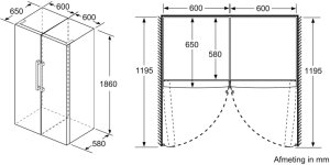 Lodówka Bosch Refrigerator Free standing Larder, Height 186 cm, Fridge net capacity 346 L, Display 9