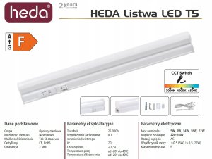 Heda Oprawa liniowa podszafkowa LED T5 22W 150cm 2300lm CCT IP20 HDT622CCT 2