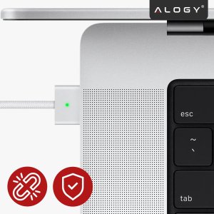 Kabel zasilający USB-C do MagSafe 3 - szybkie ładowanie 140W, przewód 2 m, do Apple MacBook, wytrzymały i bezpieczny - Alogy Pow 4