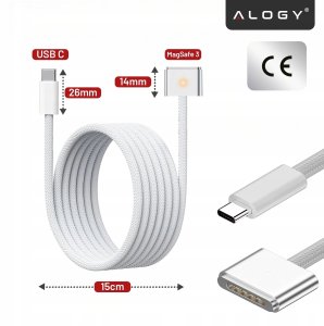 Kabel zasilający USB-C do MagSafe 3 - szybkie ładowanie 140W, przewód 2 m, do Apple MacBook, wytrzymały i bezpieczny - Alogy Pow 7