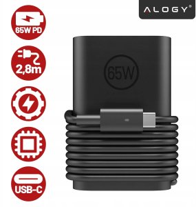 Zasilacz USB-C 65W PD do Laptopów HP Lenovo Asus Apple, Szybkie Ładowanie 20V 3.25A, Długi Kabel 2.8m, Kompaktowy i Wydajny, Alo 2