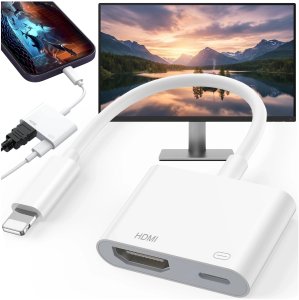 Przejściówka Lightning do HDMI i Lightning - adapter Full HD 60 Hz, łatwe podłączenie iPhone / iPad do TV lub projektora, Plug & 2