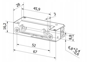 Commax Elektrozaczep Hartte XS00U low-current narrow with universal power supply 12-24V AC/DC 4