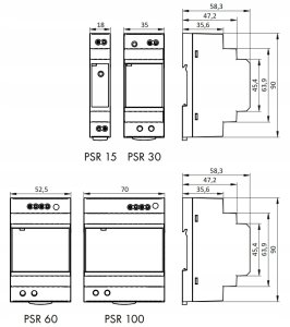 Zasilacz impulsowy PSR 06048 230/ 48VDC 1,25A 60W na szynę DIN, Uzas: 85-264VACVAC, Ta70, 17000-1564 3