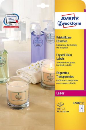 Avery Zweckform Przezroczyste etykiety na produkty Crystal Clear 63.5 x 38.1 mm (L7782-25) 1