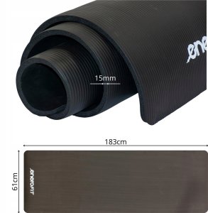 Enero Fit MATA FITNESS NBR antypоślizgowa 183x61x1.5CM CZARNA + POKROWIEC 5