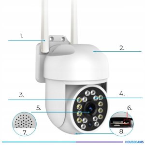 Zewnętrzna Kamera Obrotowa 8MPx IP Wi-Fi ULTRA HD Funkcje AI Mikrofon BIAŁA 8