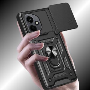 krainaGSM Etui Pancerne CZARNE SLIDE do Honor 400 wzmocnione + 2x Szkło 5