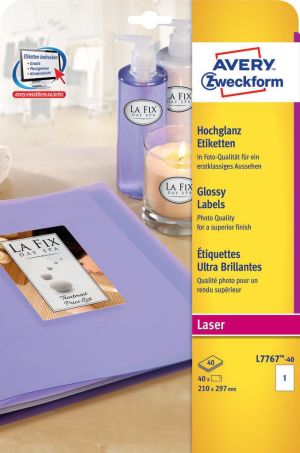 Avery Zweckform Błyszczące etykiety na produkty 210 x 297 mm (L7767-40) 2