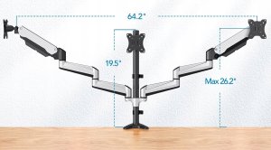 HUANUO Uchwyt na 3 monitory do ekranów 17-32" regulacja 8 kg na ramię 5