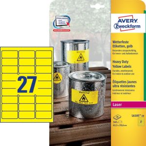 Avery Zweckform Etykiety wodoodporne Heavy Duty 63.5 x 29.6 mm żółty (L6105-20) 1
